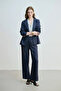 Single Button Modal Jacket - Navy Blue - 4