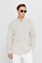 360 Stretching in All Directions Cotton Slim Fit Button Collar Knitted Beige Shirt - 4