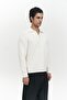 Oberon Polo Neck Half Zipper Ecru Men's Knitwear Sweater - 3