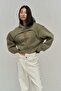 Creative Soft Khaki Crop Sweatshirt - 3