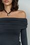 بلوزة أنثراسايت بأكمام طويلة وياقة كارمن من ألونزو - 5