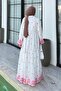 Floral Embroidered Hijab Dress White - 4