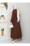Women's Standard Collar Buttoned Fixed Belted Loose Sleeve Hijab Dress - 4
