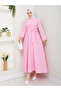 Women's Standard Collar Buttoned Fixed Belted Loose Sleeve Hijab Dress