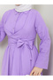 Women's Standard Collar Buttoned Fixed Belted Loose Sleeve Hijab Dress - 6