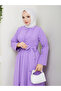 Women's Standard Collar Buttoned Fixed Belted Loose Sleeve Hijab Dress - 4