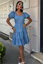 Square neck gipe detailed tencel dress 2883 - 6