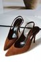 Modesty Pointed Toe Satin V Low-Cut Stitching Detail Back Open Stiletto Evening Dress Heeled Women's Shoes