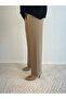Mink Color Elastic Waist Wide Leg Pants - 2