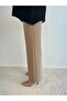 Mink Color Elastic Waist Wide Leg Pants - 4