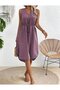 Women S Summer V-Neck Sleeveless Midi Dress with Tie-Up Waist - Relaxed Fit Casual Dress - 2