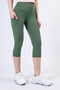 Snc Women's Green Pocket High Waist Tightening, Capri Yoga Leggings 19" - 6