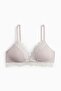 Padded soft microfibre and lace bra