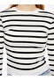 Crew Neck Striped Women's Bodysuit - 3