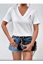 V-Neck Hand/Heart Printed Oversize T-shirt Casual Boyfirend - 3