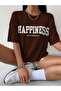 Happiness Printed Women's Oversize Salas T-shirt Boyfirend - 2