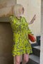 Oil Green Print Short Women Dress Mg2429 - 4