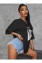 Black Oversize T-shirt If You Don't Pay My Bills Printed - 6