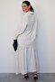 Ecru Striped Linen Skirt Shirt Set Mg2447 - 5