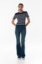 Striped Ribbed Crew Neck Knitwear Blouse - 2