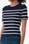 Striped Ribbed Crew Neck Knitwear Blouse - 6