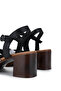 Women's Genuine Leather Black Heeled Sandals - 4