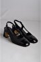 Seç 2569 Genuine Leather Women's Classic Shoes with Heel (Heel Height: 6.5 cm) Black - 5