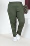 Women's Large Size Comfort Model Elastic Waist Pocket Lycra and Comfortable Fit Wide Leg Pants - 2