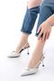 Inf-2300 White Patent Leather Daily Open Back Bow Heeled Shoes - 2