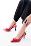 Inf-2300 Red Patent Leather Daily Open Back Bow Heeled Shoes