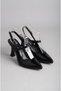 Seç 1126 Genuine Leather Women's Shoes with Heel (Heel: 10cm) Black Patent Leather - 4