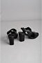 Seç 1155 Genuine Leather Heel Sandals (Heel Height: 8 cm) Black - 3