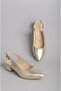 Seç 789 Women's Shoes with Genuine Leather Heels (4.5 cm) Gold - 8