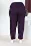 Women's Large Size Comfort Model Elastic Waist Pocket Lycra and Comfortable Fit Wide Leg Pants - 6