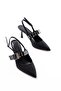 Inf-260 Black Glitter Daily Open Back Helmet Buckle Heeled Shoes - 5