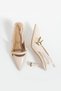 Stylish Cream Heart Buckle Women's High Heels Patent Leather Look Vegan Leather Comfortable 7cm Stiletto - 6
