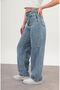 Summer Snowshoeing Baggy Denim Pants Super High Waist Buckle Detail Wide Leg Summer Pants - 2