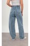Summer Snowshoeing Baggy Denim Pants Super High Waist Buckle Detail Wide Leg Summer Pants