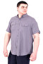 Mode XL Plus Size Shirt Short Sleeve Double Flap 20361 Anthracite - 4