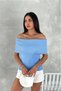 Women's Baby Blue Standard Size Madonna Cotton Thin Knitwear Blouse - 6