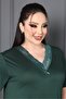 Bamboo V-Neck Lace Detailed Skirt Flared Dress Plus Size 7XL - 4
