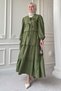 Crepe Khaki Suit with Ribbon Lace Detail Skirt - 2