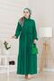 Shirt Collar Waist Tunneled Sare Dress-Emerald Green - 2