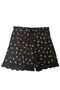 Women's Milan Fabric Black Lemon Patterned Collar and Leg Laced Rope Suspender Shorts Pajama Set - 2