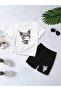 Girl's Crown Kuromi Printed T-Shirt Shorts Bottom Top Children's Set