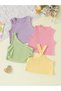 Girl's Collar Detailed Strappy Crop T-Shirt Mixed Set of 4