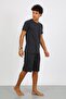 Men's Cotton Lacoste Bottom Top Capri Pajama Suit Smoked 6872 - 5