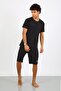 Men's Cotton Lacoste Bottom Top Capri Pajama Suit Black 6872 - 8
