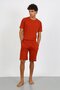 Men's Cotton Lacoste Bottom Top Capri Pajama Suit Cream 6872 - 3