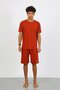 Men's Cotton Lacoste Bottom Top Capri Pajama Suit Cream 6872 - 4